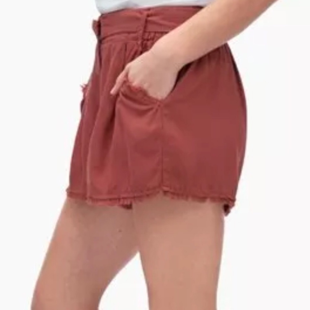 SPLENDID Cross Hatch High Waisted Shorts Brick Red NWT - Picture 5 of 8